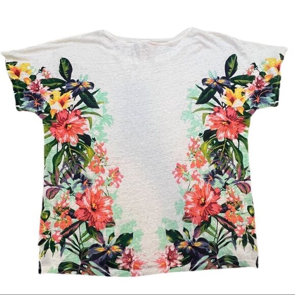 Tommy Bahamas Floral Linen Shirt. Short Sleeves. Semi Sheer. Side M. Great Cond! - Picture 2 of 8